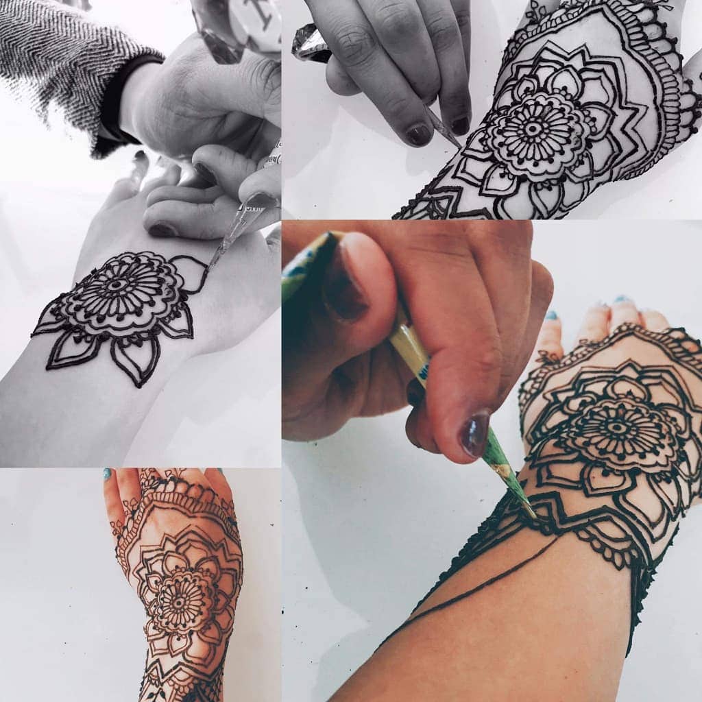 Henna style right inner forearm tattoo